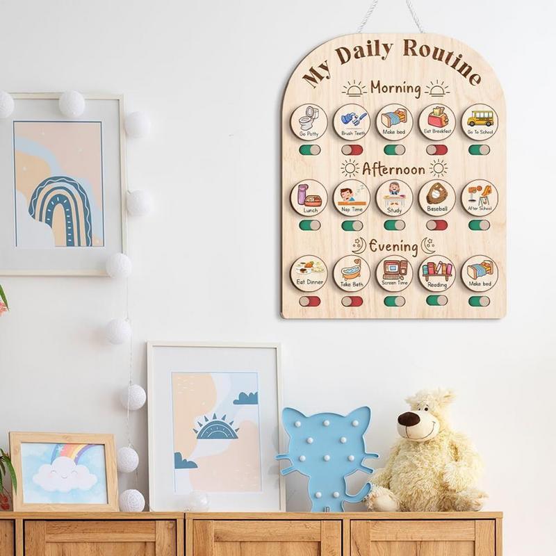 Kids Education Planner - Bagan Rutin Balita Jadwal Visual Kayu