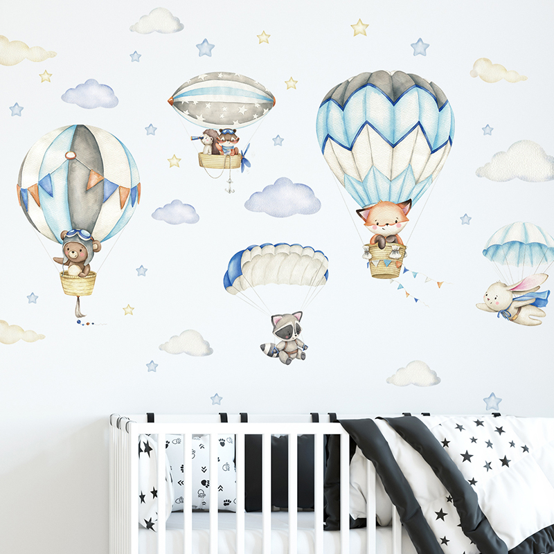 Kids Education Quotes - Stiker dinding balon udara hewan lucu