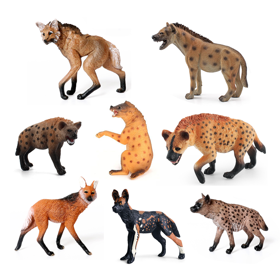 Kids Education Picture - Hyena satwa liar plastik realistis, Serigala