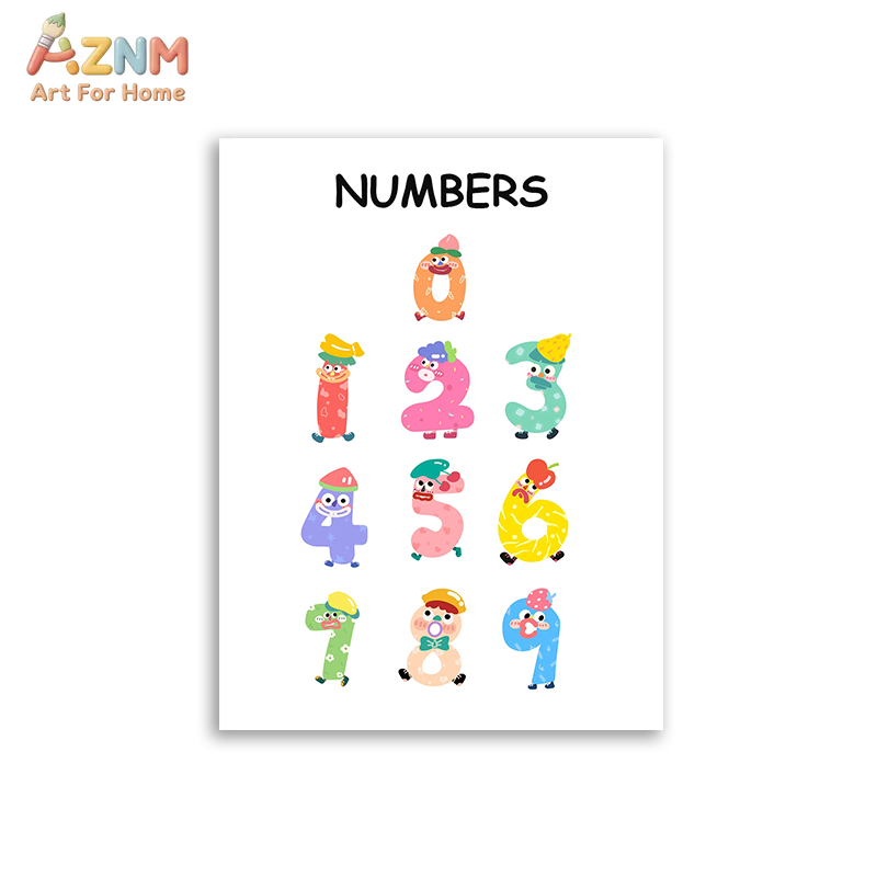 AZNM Seni Dinding Kanvas Tanpa - Kids Education Number ulasan dan harga